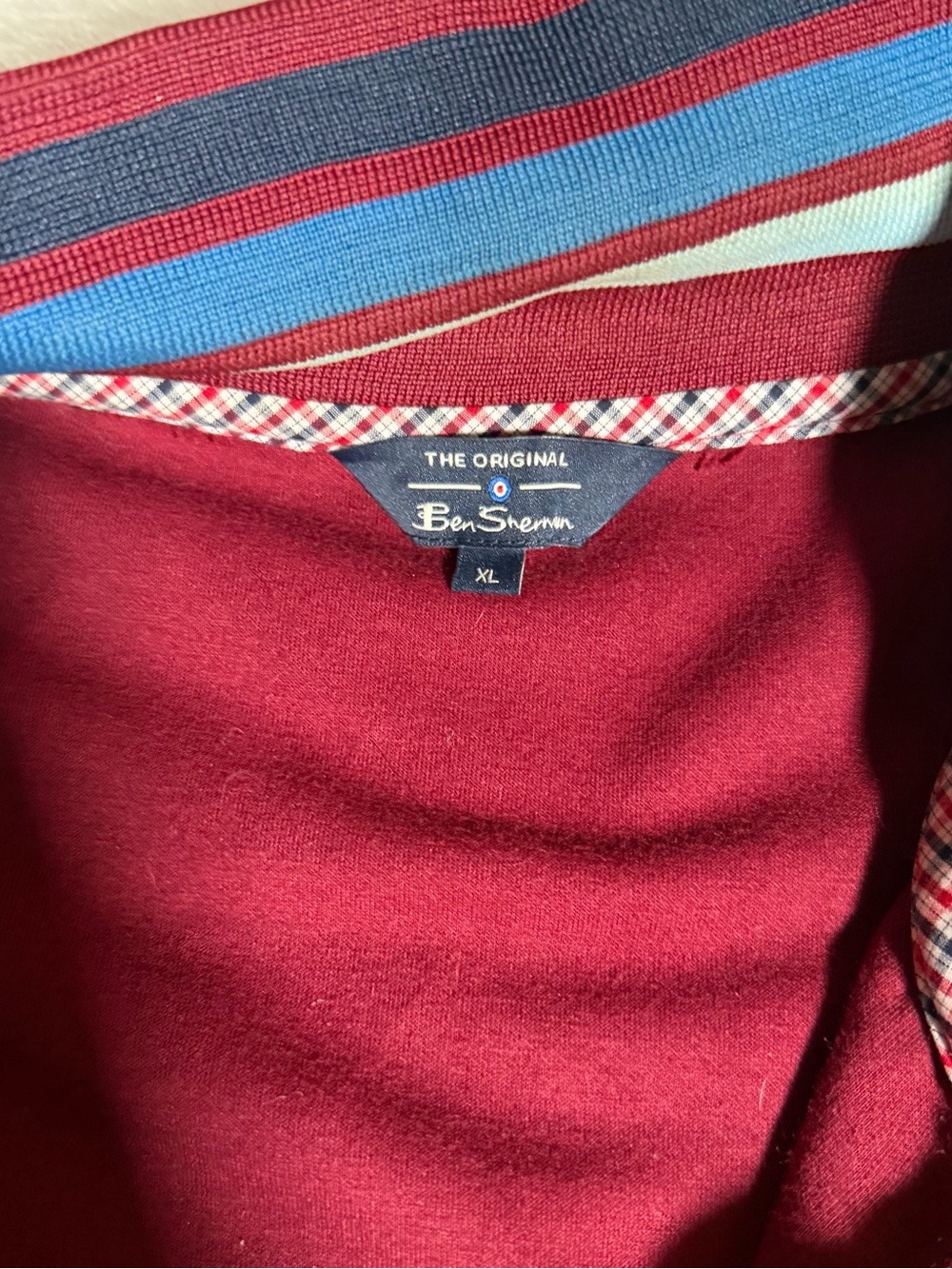 Ben Sherman Burgundy Pullover with Blue and Navy Trim - Picture 3 of 5